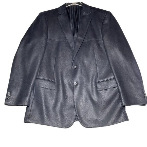 Camiloni Italia Black Blazer Jacket Mens Size 42L Polyester & PU - Picture 15 of 15